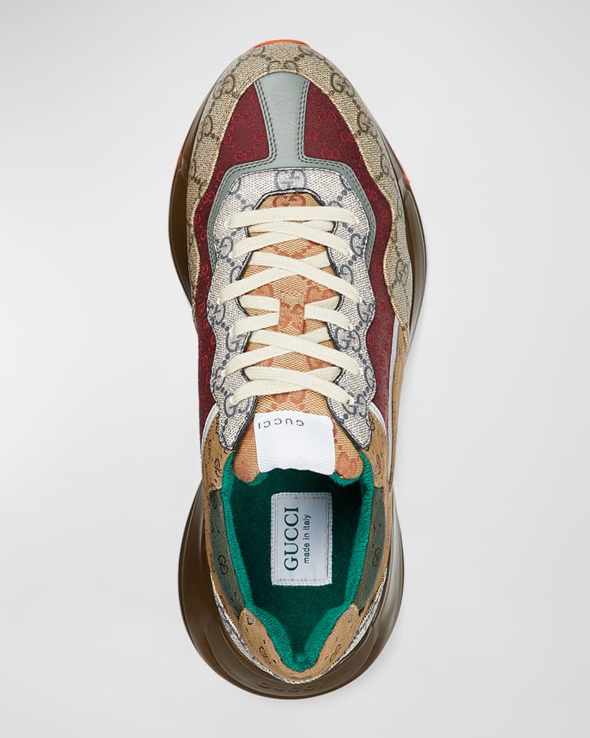 GUCCI Rhyton Sneakers in Beige Brick Red